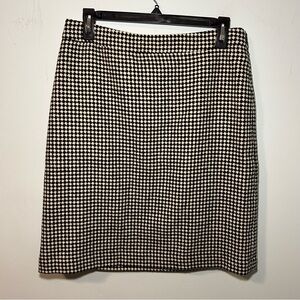 Talbots Black & White Wool Blend Houndstooth Mini Pencil Skirt Size 6